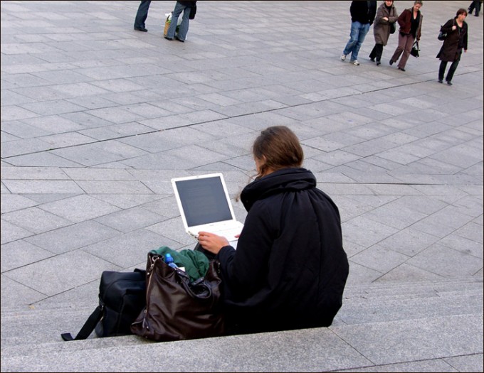 Pause mit dem Laptop