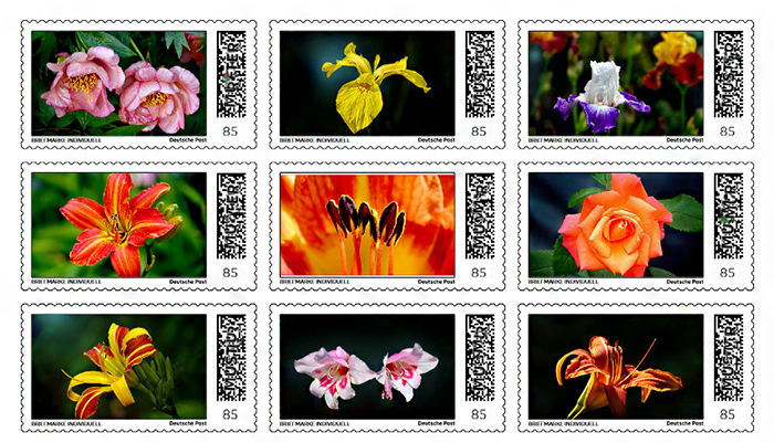 Briefmarken mit meinen Blumenfotos