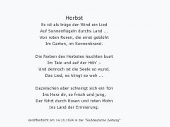 Ein Herbstgedicht meines Grossvaters aus dem Jahr 1924 Ein Herbstgedicht meines Grossvaters aus dem Jahr 1924