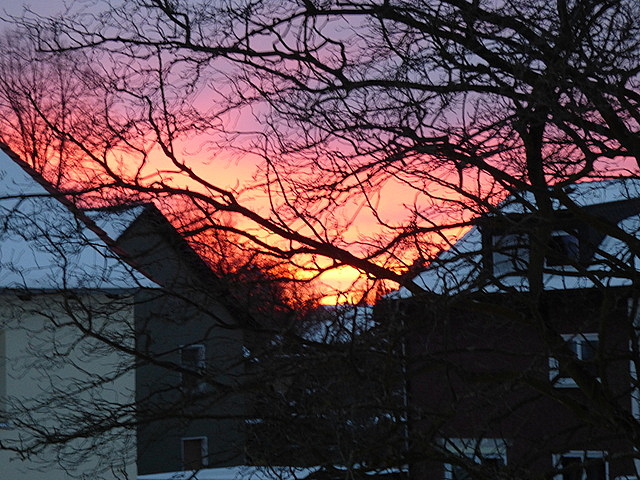 Morgenröte aus dem Fenster gesehen
