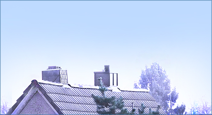 Raureif auf einem Dach