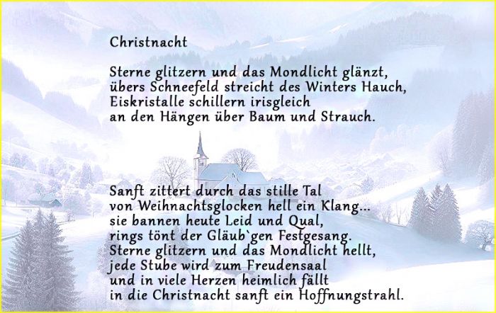 Ich  wünsche euch allen einen schönen Heiligen Abend