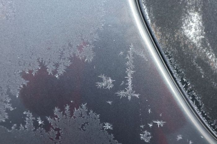 Eiskristalle auf dem auto