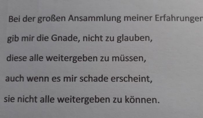 Teil eines Gebets einer alten Nonne
